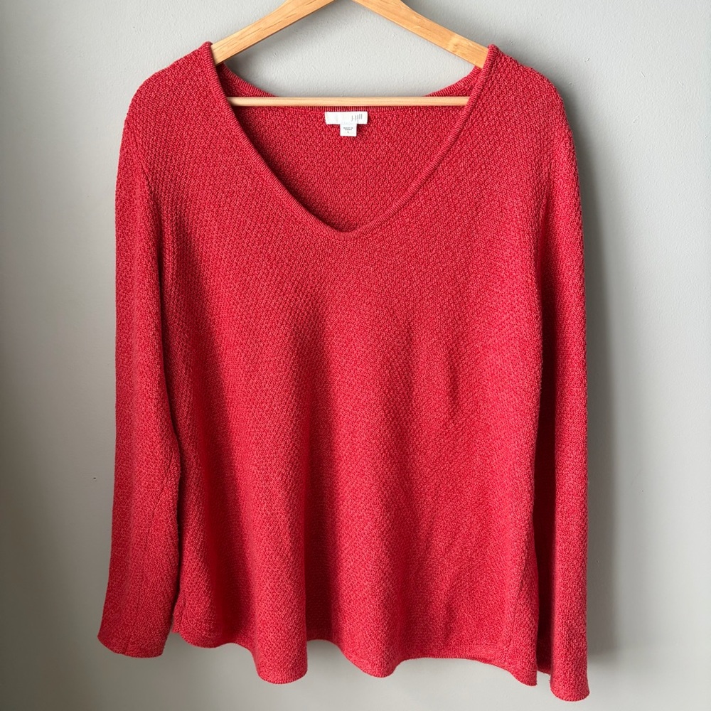 J. Jill Womens V-neck Sweater‎ Cotton Blend Brick Red Size Large